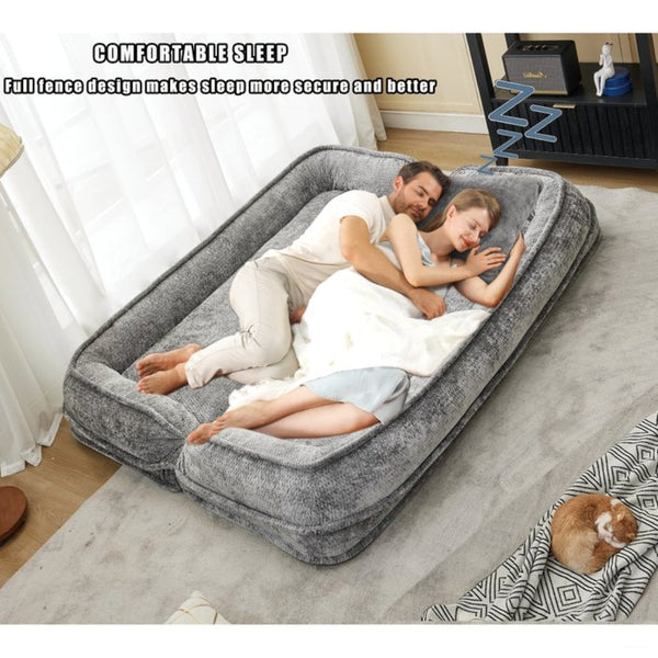 English Elm [new Chenille Floor Loveseat Sleeper with Adjustable Backrest for Two Adults and Pets Light Gray W1628P348792