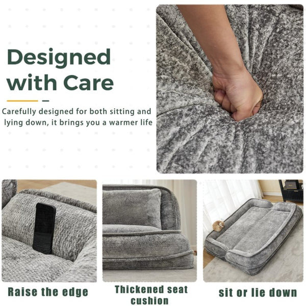 English Elm [new Chenille Floor Loveseat Sleeper with Adjustable Backrest for Two Adults and Pets Light Gray W1628P348792