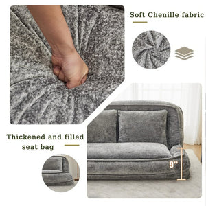 English Elm [new Chenille Floor Loveseat Sleeper with Adjustable Backrest for Two Adults and Pets Light Gray W1628P348792
