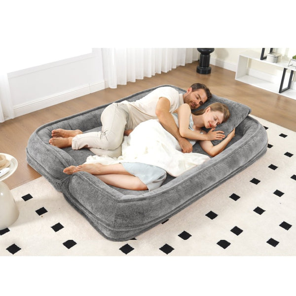 English Elm [new Chenille Floor Loveseat Sleeper with Adjustable Backrest for Two Adults and Pets Light Gray W1628P348792