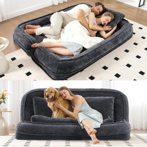 English Elm [new Chenille Floor Loveseat Sleeper with Adjustable Backrest for Two Adults and Pets Dark Gray W1628P348793