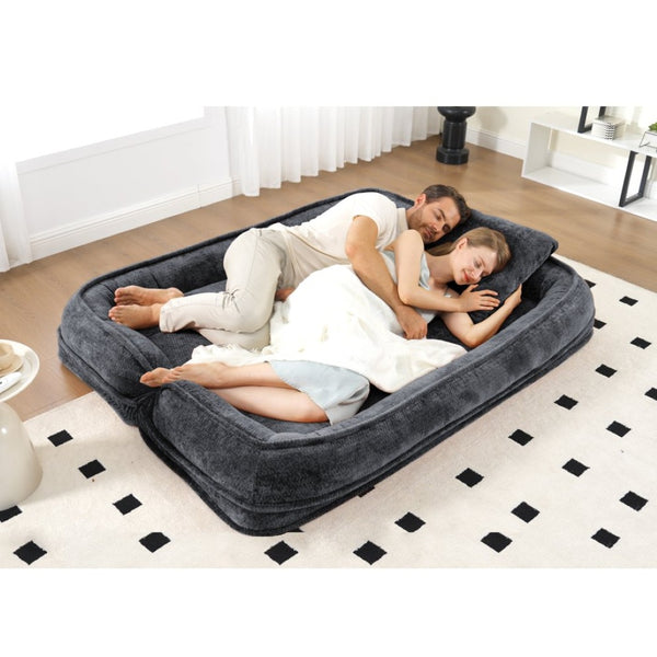 English Elm [new Chenille Floor Loveseat Sleeper with Adjustable Backrest for Two Adults and Pets Dark Gray W1628P348793