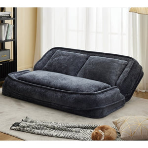 English Elm [new Chenille Floor Loveseat Sleeper with Adjustable Backrest for Two Adults and Pets Dark Gray W1628P348793