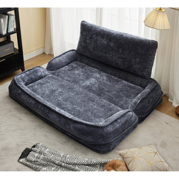 English Elm [new Chenille Floor Loveseat Sleeper with Adjustable Backrest for Two Adults and Pets Dark Gray W1628P348793