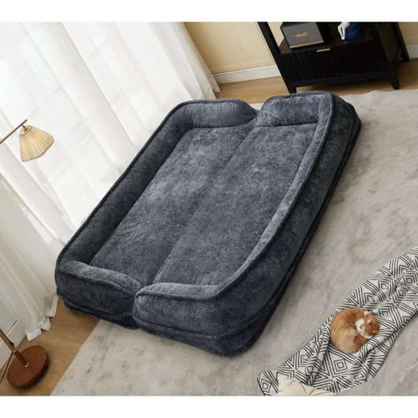 English Elm [new Chenille Floor Loveseat Sleeper with Adjustable Backrest for Two Adults and Pets Dark Gray W1628P348793