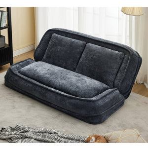 English Elm [new Chenille Floor Loveseat Sleeper with Adjustable Backrest for Two Adults and Pets Dark Gray W1628P348793
