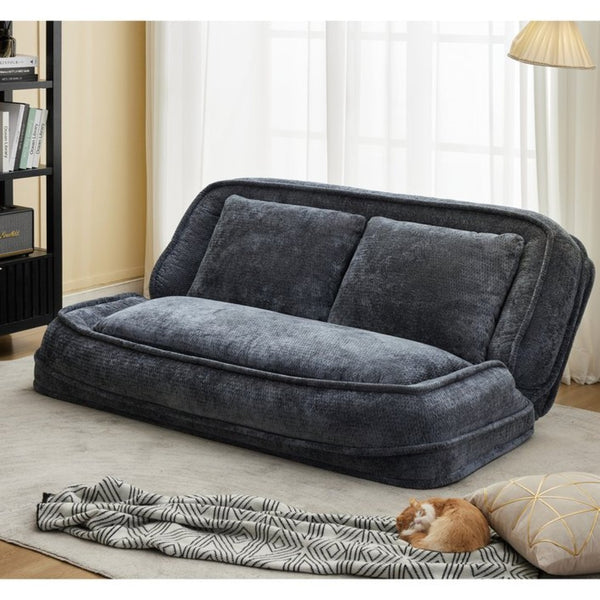 English Elm [new Chenille Floor Loveseat Sleeper with Adjustable Backrest for Two Adults and Pets Dark Gray W1628P348793