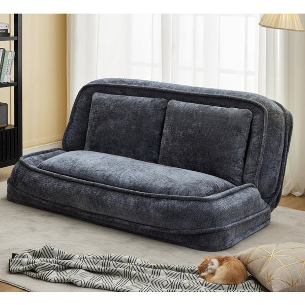 English Elm [new Chenille Floor Loveseat Sleeper with Adjustable Backrest for Two Adults and Pets Dark Gray W1628P348793
