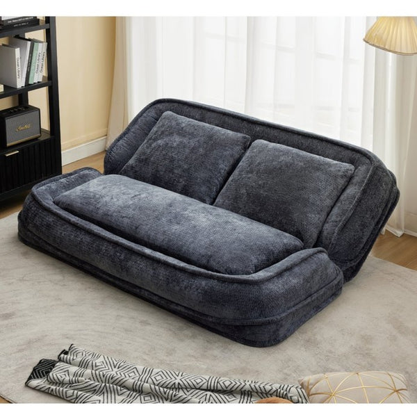 English Elm [new Chenille Floor Loveseat Sleeper with Adjustable Backrest for Two Adults and Pets Dark Gray W1628P348793