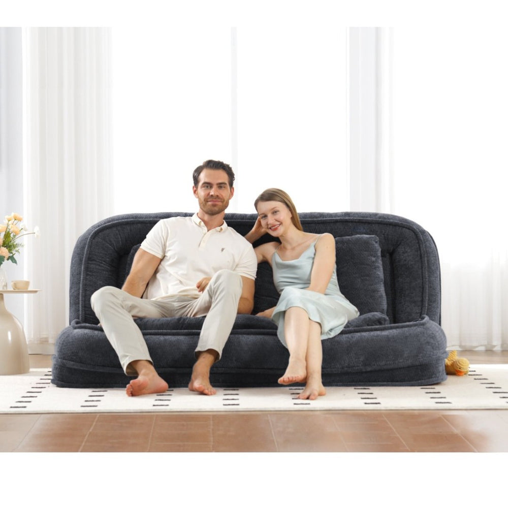 English Elm [new Chenille Floor Loveseat Sleeper with Adjustable Backrest for Two Adults and Pets Dark Gray W1628P348793