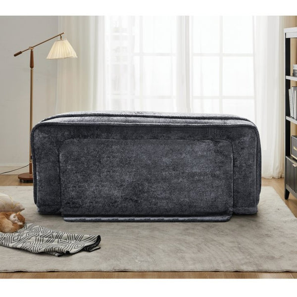 English Elm [new Chenille Floor Loveseat Sleeper with Adjustable Backrest for Two Adults and Pets Dark Gray W1628P348793