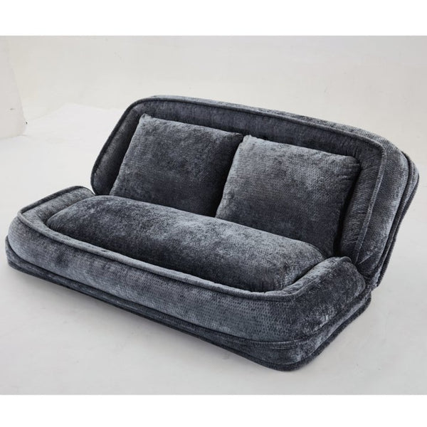 English Elm [new Chenille Floor Loveseat Sleeper with Adjustable Backrest for Two Adults and Pets Dark Gray W1628P348793