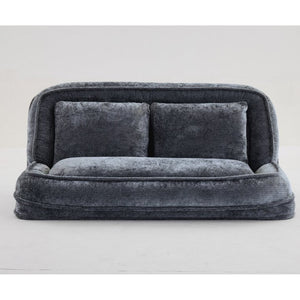 English Elm [new Chenille Floor Loveseat Sleeper with Adjustable Backrest for Two Adults and Pets Dark Gray W1628P348793