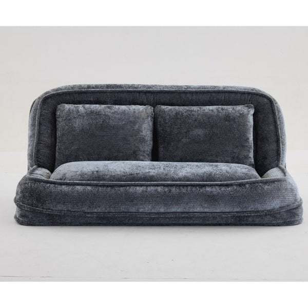 English Elm [new Chenille Floor Loveseat Sleeper with Adjustable Backrest for Two Adults and Pets Dark Gray W1628P348793