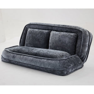 English Elm [new Chenille Floor Loveseat Sleeper with Adjustable Backrest for Two Adults and Pets Dark Gray W1628P348793