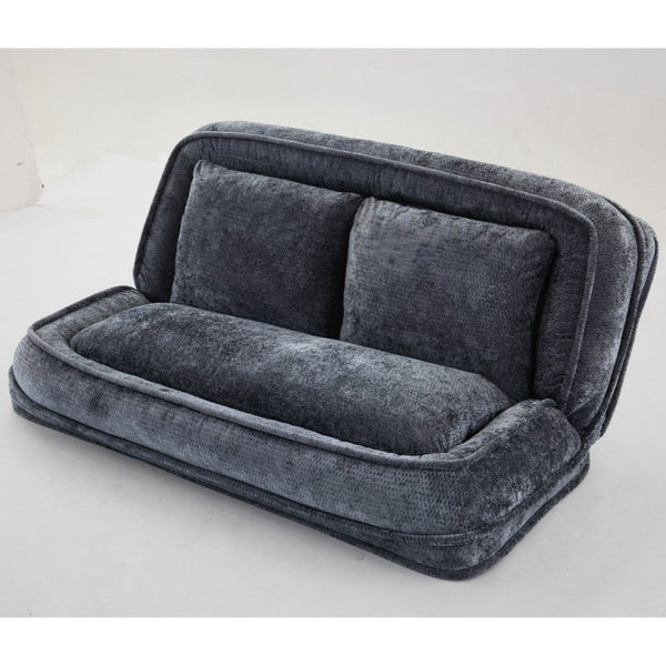 English Elm [new Chenille Floor Loveseat Sleeper with Adjustable Backrest for Two Adults and Pets Dark Gray W1628P348793