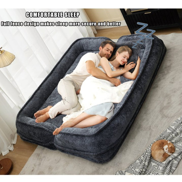 English Elm [new Chenille Floor Loveseat Sleeper with Adjustable Backrest for Two Adults and Pets Dark Gray W1628P348793