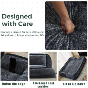 English Elm [new Chenille Floor Loveseat Sleeper with Adjustable Backrest for Two Adults and Pets Dark Gray W1628P348793