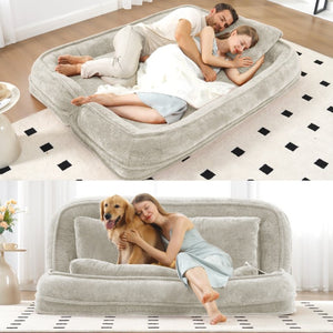 English Elm [new Chenille Floor Loveseat Sleeper with Adjustable Backrest for Two Adults and Pets Beige W1628P348795