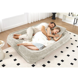 English Elm [new Chenille Floor Loveseat Sleeper with Adjustable Backrest for Two Adults and Pets Beige W1628P348795