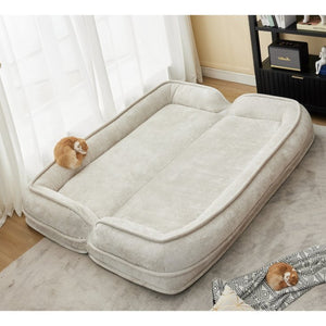 English Elm [new Chenille Floor Loveseat Sleeper with Adjustable Backrest for Two Adults and Pets Beige W1628P348795