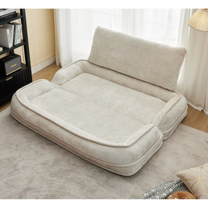English Elm [new Chenille Floor Loveseat Sleeper with Adjustable Backrest for Two Adults and Pets Beige W1628P348795