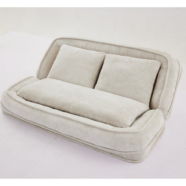 English Elm [new Chenille Floor Loveseat Sleeper with Adjustable Backrest for Two Adults and Pets Beige W1628P348795