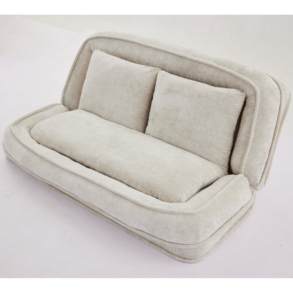 English Elm [new Chenille Floor Loveseat Sleeper with Adjustable Backrest for Two Adults and Pets Beige W1628P348795