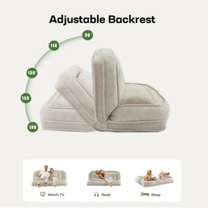 English Elm [new Chenille Floor Loveseat Sleeper with Adjustable Backrest for Two Adults and Pets Beige W1628P348795