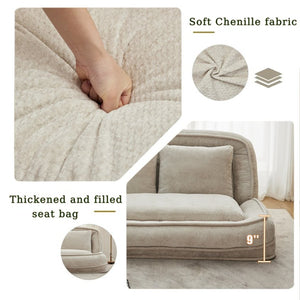 English Elm [new Chenille Floor Loveseat Sleeper with Adjustable Backrest for Two Adults and Pets Beige W1628P348795