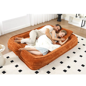 English Elm [new Chenille Floor Loveseat Sleeper with Adjustable Backrest for Two Adults and Pets Orange W1628P348796