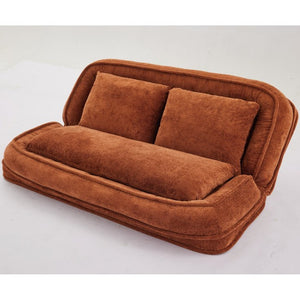 English Elm [new Chenille Floor Loveseat Sleeper with Adjustable Backrest for Two Adults and Pets Orange W1628P348796
