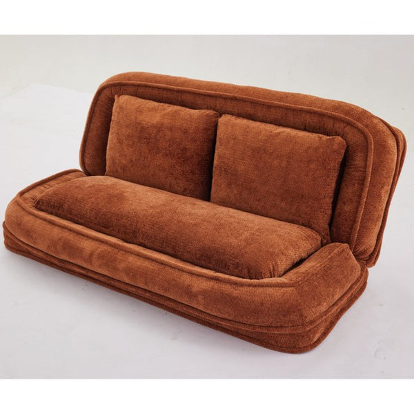 English Elm [new Chenille Floor Loveseat Sleeper with Adjustable Backrest for Two Adults and Pets Orange W1628P348796