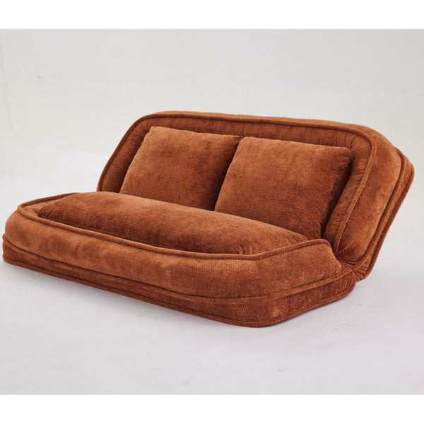 English Elm [new Chenille Floor Loveseat Sleeper with Adjustable Backrest for Two Adults and Pets Orange W1628P348796