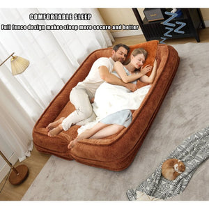 English Elm [new Chenille Floor Loveseat Sleeper with Adjustable Backrest for Two Adults and Pets Orange W1628P348796
