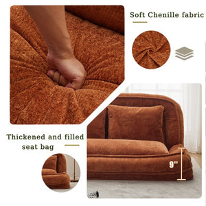 English Elm [new Chenille Floor Loveseat Sleeper with Adjustable Backrest for Two Adults and Pets Orange W1628P348796