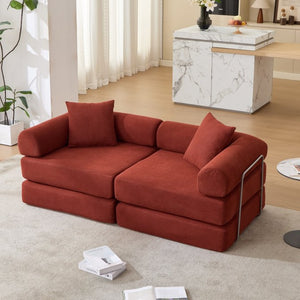 English Elm [new Arrived] Modular Corduroy Sofa Bed Four Sections Convertible Sleeper for Studio Apartments Red W1628P360499