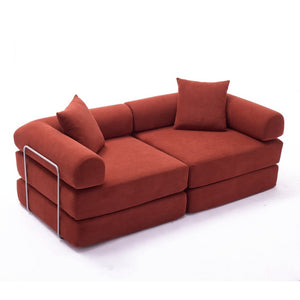 English Elm [new Arrived] Modular Corduroy Sofa Bed Four Sections Convertible Sleeper for Studio Apartments Red W1628P360499