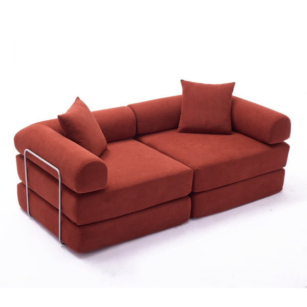 English Elm [new Arrived] Modular Corduroy Sofa Bed Four Sections Convertible Sleeper for Studio Apartments Red W1628P360499
