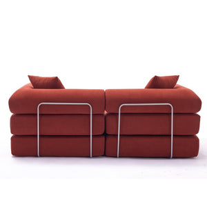 English Elm [new Arrived] Modular Corduroy Sofa Bed Four Sections Convertible Sleeper for Studio Apartments Red W1628P360499