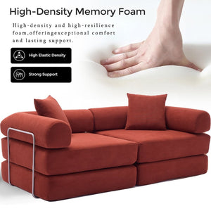 English Elm [new Arrived] Modular Corduroy Sofa Bed Four Sections Convertible Sleeper for Studio Apartments Red W1628P360499