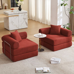 English Elm [new Arrived] Modular Corduroy Sofa Bed Four Sections Convertible Sleeper for Studio Apartments Red W1628P360499