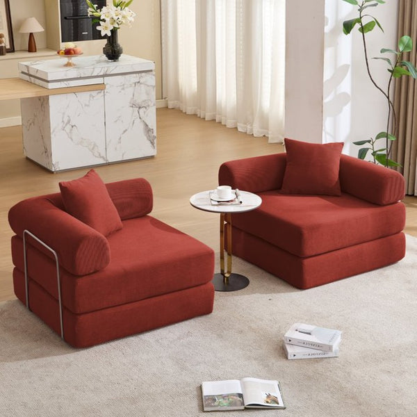 English Elm [new Arrived] Modular Corduroy Sofa Bed Four Sections Convertible Sleeper for Studio Apartments Red W1628P360499