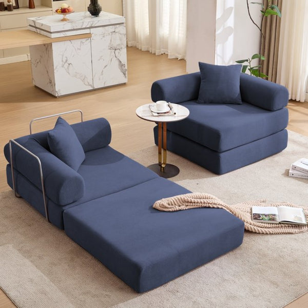 English Elm [new Arrived] Modular Corduroy Sofa Bed Four Sections Convertible Sleeper for Studio Apartments Blue W1628P360502