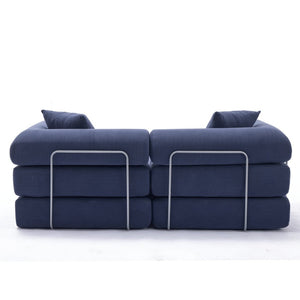 English Elm [new Arrived] Modular Corduroy Sofa Bed Four Sections Convertible Sleeper for Studio Apartments Blue W1628P360502