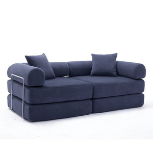 English Elm [new Arrived] Modular Corduroy Sofa Bed Four Sections Convertible Sleeper for Studio Apartments Blue W1628P360502