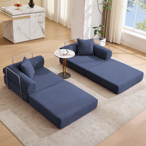 English Elm [new Arrived] Modular Corduroy Sofa Bed Four Sections Convertible Sleeper for Studio Apartments Blue W1628P360502