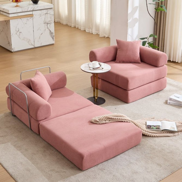 English Elm [new Arrived] Modular Corduroy Sofa Bed Four Sections Convertible Sleeper for Studio Apartments Pink W1628P360504