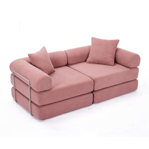 English Elm [new Arrived] Modular Corduroy Sofa Bed Four Sections Convertible Sleeper for Studio Apartments Pink W1628P360504