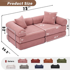 English Elm [new Arrived] Modular Corduroy Sofa Bed Four Sections Convertible Sleeper for Studio Apartments Pink W1628P360504